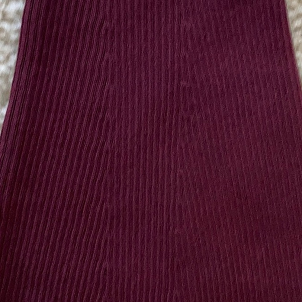 Wine Color Flare Sleeve Ribbed Knit Top - Picture 10 of 11